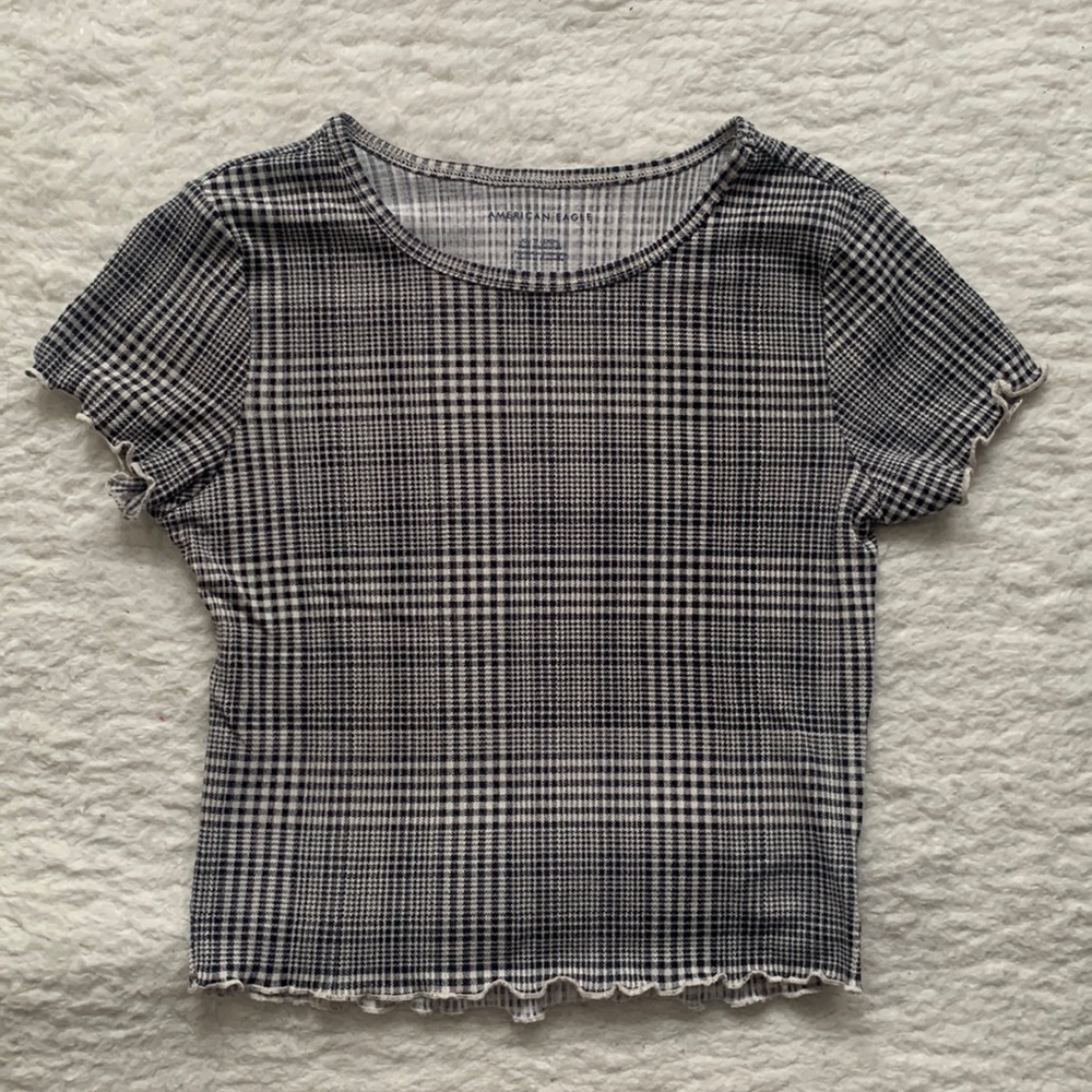 AMERICAN EAGLE grey plaid t-shirt